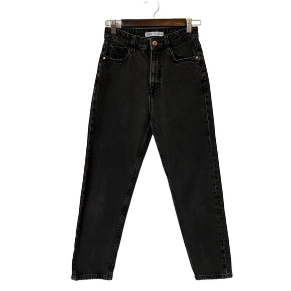 Zara Black High Rise Tapered Leg Jeans - Picture 1 of 5